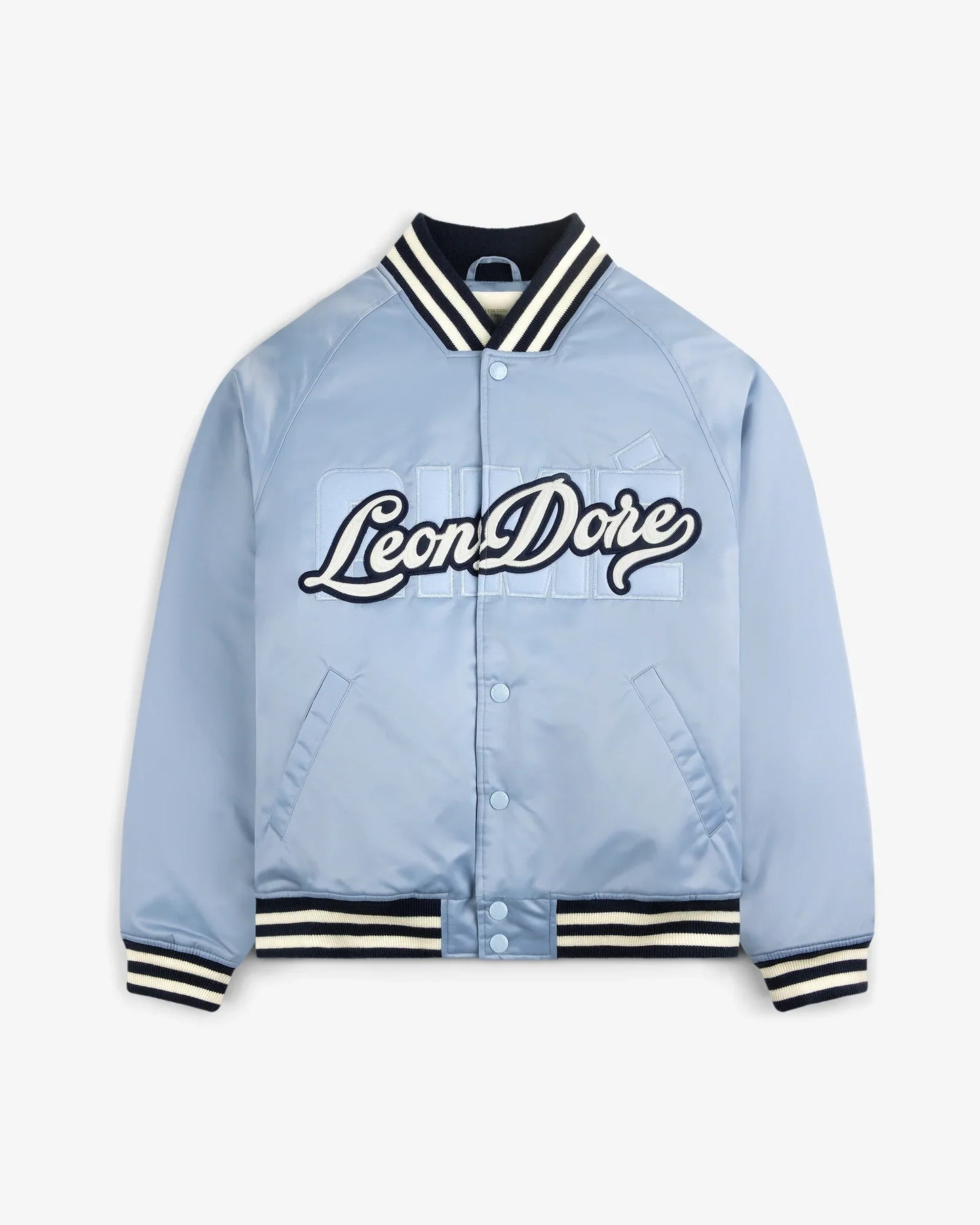 Overlay Logo Satin Varsity Jacket