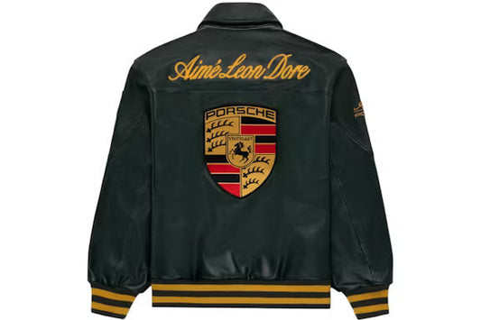 Aime Leon Dore x Porsche 993 Turbo Leather Club Jacket British Racing Green