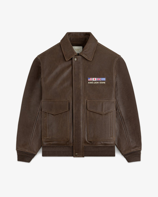 World's Borough Leather Flight Jacket